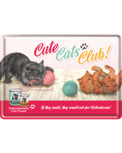 Postkaart metallist 10x14cm / Cute Cats Club!