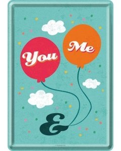 Postkaart metallist 10x14,5cm / You & Me