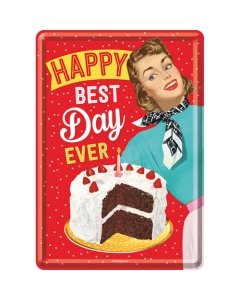 Postkaart metallist 10x14 cm / Happy Best Day Ever