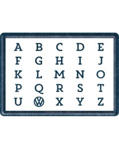 Postkaart metallist 10x14cm / VW ABC...