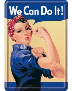 Postkaart metallist 10x14.5cm / We Can Do It!