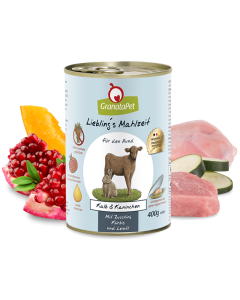 Liebling´s Mahlzeit teraviljavaba konservtoit koertele / vasikas ja jänes / koos kabatšoki, kõrvitsa, linaseemneõliga / 800g