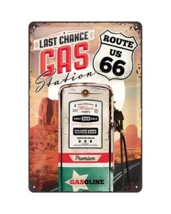 Metallplaat 20x30cm / Route 66 Last chance gas station / KO