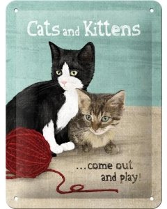 Metallplaat 15x20cm / Cats and Kittens