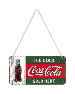 Metallplaat 10x20 cm / Coca-Cola Ice cold sold here / LM