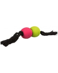 Koera mänguasi nöör pallidega lateks / puuvill / 32cm