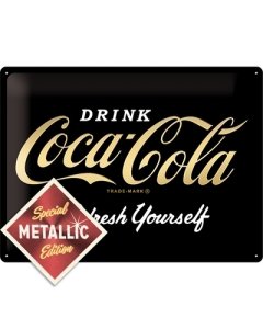 Metallplaat 30x40cm / Coca-Cola Refresh Yourself Metallic