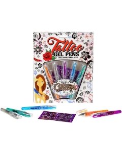 Tattoo geelpliiatsid 5tk ja shabloonid Glitter