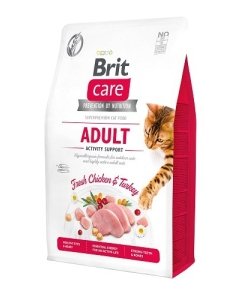 Brit Care Cat Grain-Free Adult Activity Support kassitoit aktiivsetele õuekassidele kana- ja kalkunilihaga 400g