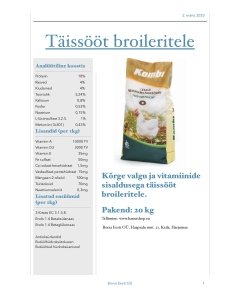 Broilerite täissööt alates 29 päevast / 10kg