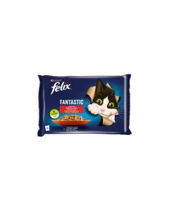 Felix Fantastic kiisueine kana ja loomalihaga / 4x85g