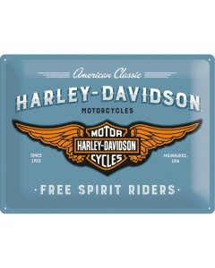 Metallplaat 30x40cm / Harley-Davidson logo sinine