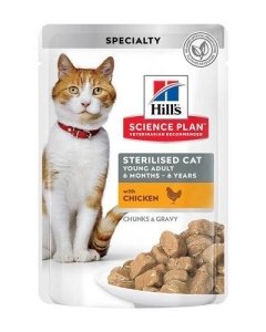 Hill´s SP Feline Young Adult Sterilised Cat Chicken lihatükikesed kastmes / 85g