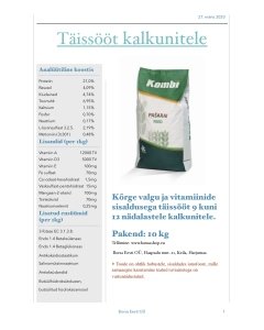 Täissööt kalkunitele lõpp-periood
