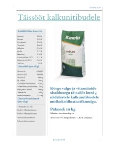 Kalkunitibudele 0-4 nädalat / graanul / 10kg
