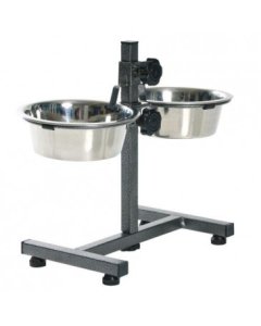 Roostevabast terasest kausside komplekt tõstetud alusega Dog bar, 2 × 2,8 l/ø 24 cm