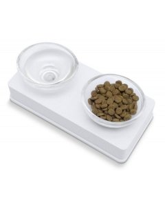 Kausid alusel Catit Design klaas 2x200ml Valge