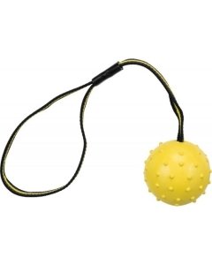 Koera mänguasi kollane kummipall nööriga Ø6cm  / 35cm