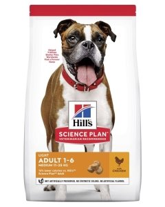 Hill's Science Plan Light koeratoit kanaga keskmisele koerale / 14kg