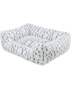 Magamiskoht Mila / ruut / plüüs / 60x50cm / valge / hall