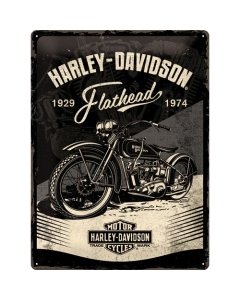 Metallplaat 30x40cm / Harley-Davidson - Flathead Black