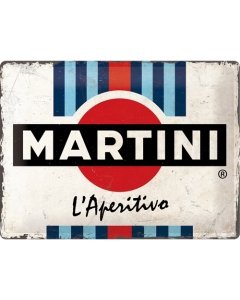 Metallplaat 30x40cm / Martini - L'Aperitivo Racing Stripes