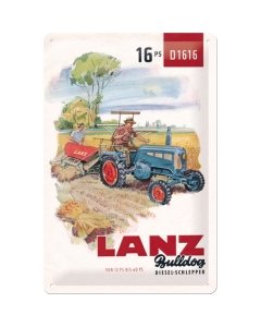 Metallplaat 20x30cm / Lanz Diesel-Schlepper / KO