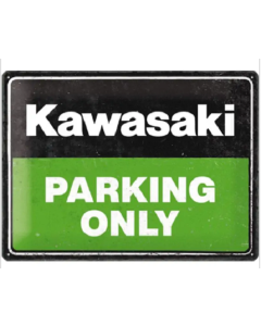 Metallplaat 30x40cm / Kawasaki - Parking Only Green