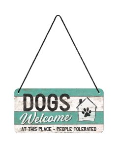 Metallplaat 10x20 cm / Dogs Welcome... / LM