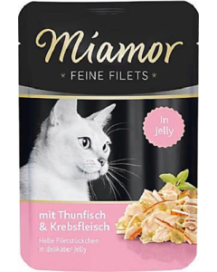 Miamori Feine Filets tuunikala ja krevetid tarretises konserv kassile / 100g