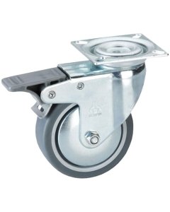 Mööbliratas piduriga pöörlev / 100mm /  kandevõime 80kg