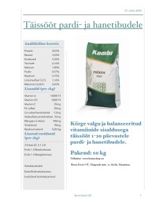 Täissööt pardi- ja hanetibudele 0-20 päeva / 10kg