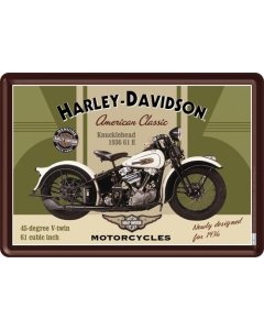 Postkaart metallist 10x14cm / Harley-Davidson Knucklehead