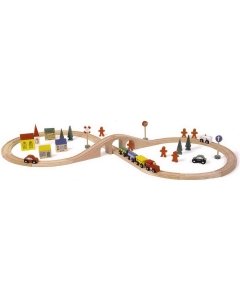 Rongiraudtee komplekt (46-osaline, puidust) 