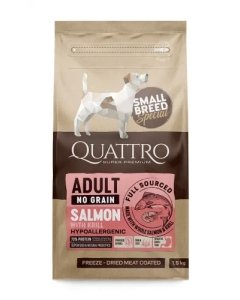 QUATTRO kuivtoit väikest tõugu täiskasvanud koertele lõhe ja krilliga / 1.5kg