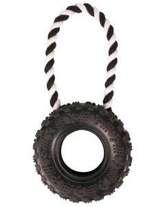 Mänguasi koertele Rehv trossil, looduslikust kummist, ø 15 × 31 cm
