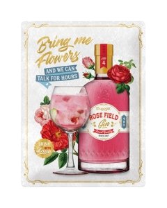 Metallplaat 30x40cm / Pink Gin Flowers