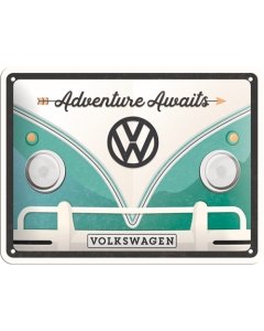 Metallplaat 15x20cm / VW Bulli Adventure Awaits
