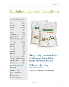 Vitamiinide segu munakanadele 20% / 40kg