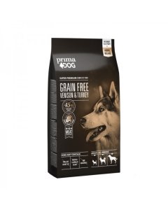 PrimaDog teraviljata täissööt kõikidele täiskasvanud koertele hirve- ja kalkunilihaga / 10kg