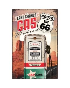 Metallplaat 40x60cm / Route 66 Last chance gas station