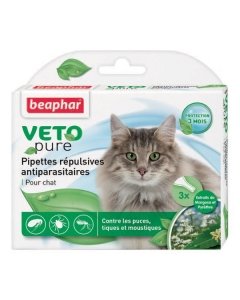 Beaphar Veto Pure Spot On täpilahus kassile puukide ja kirpude tõrjeks / 3x0,4ml
