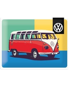 Metallplaat 30x40cm / VW Bulli Pop Art