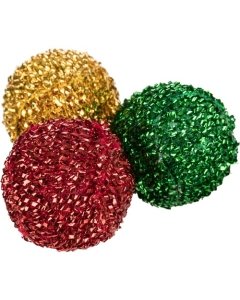 Kassi mänguasi Xmas pallid kõristiga, plastik/polüester, ø 4 cm, 3 tk.