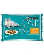 ONE ADULT kiisueine täiskasvanud kassidele kana ja roheliste ubadega 4-pakk / 4x85g