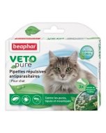 Beaphar Veto Pure Spot On täpilahus kassile puukide ja kirpude tõrjeks / 3x0,4ml