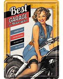 Postkaart metallist 10x14.5cm / Best Garage