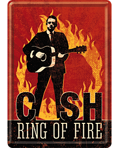Postkaart metallist 10x14.5cm / Cash Ring of The Fire