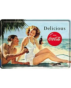 Postkaart metallist 10x14,5cm / Coca-Cola Delicious