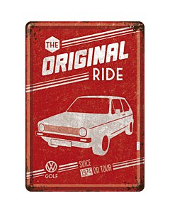 Postkaart metallist 10x14,5cm / VW Golf The Original Ride